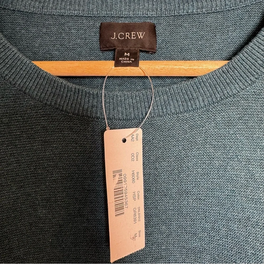 J.Crew Men’s Cotton Crewneck Sweater Teal Blue Green Size M NWT